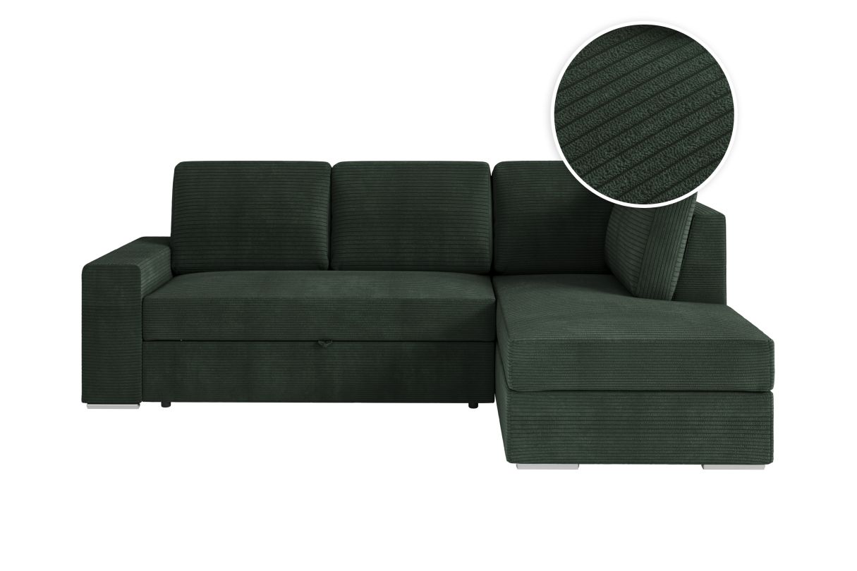 ADEN Canapé d'angle convertible avec coffre en velours côtelé Angle Droit - vue 2