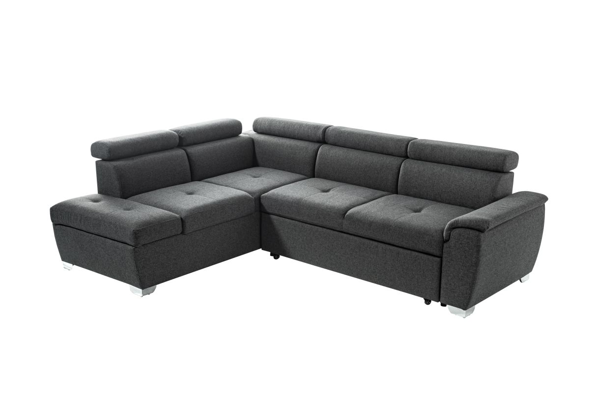 Canapé d'angle convertible PAOLA 4 places avec coffre en tissu Angle Gauche - vue 4