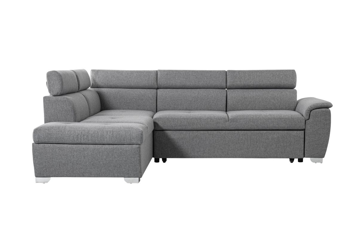 Canapé d'angle convertible PAOLA 4 places avec coffre en tissu Angle Gauche - vue 3