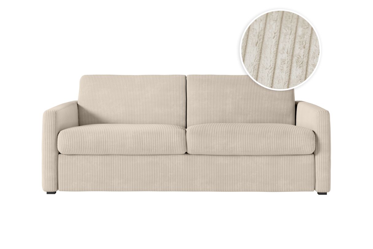 Canapé convertible express AGATHE 140x190cm en velours côtelé Matelas épaisseur 13cm - vue 3