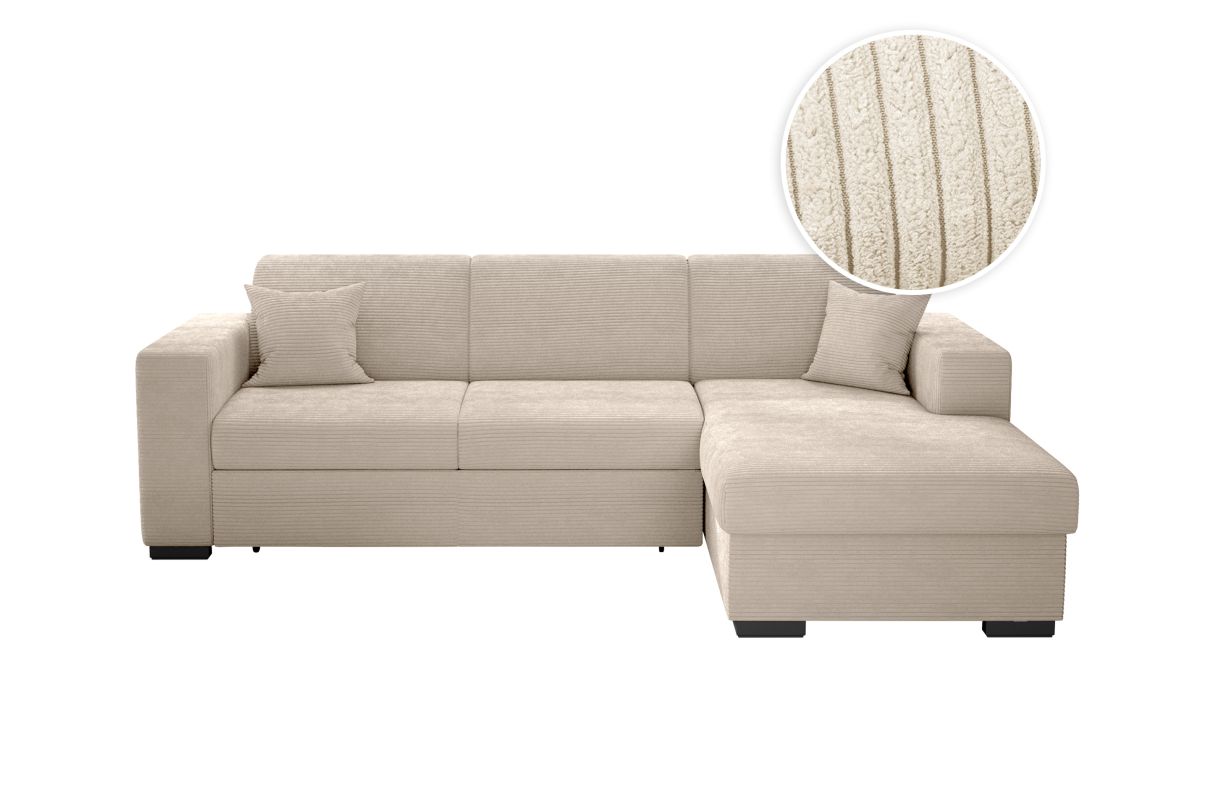 Canapé d'angle FUJI convertible avec coffre en velours côtelé Angle droit - vue 3