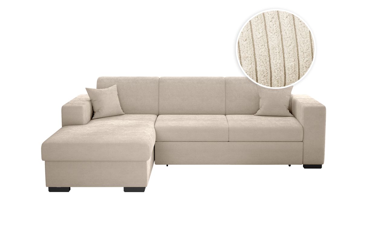 Canapé d'angle FUJI convertible avec coffre en velours côtelé Angle gauche