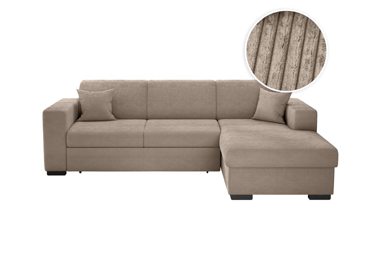 Canapé d'angle FUJI convertible avec coffre en velours côtelé Angle droit - vue 4