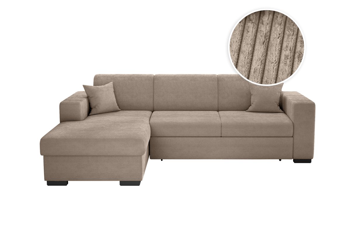 Canapé d'angle FUJI convertible avec coffre en velours côtelé Angle gauche - vue 5