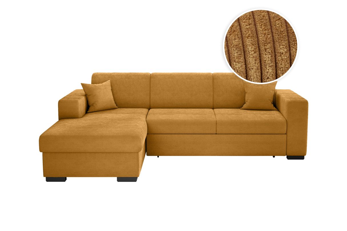 Canapé d'angle FUJI convertible avec coffre en velours côtelé Angle gauche - vue 3