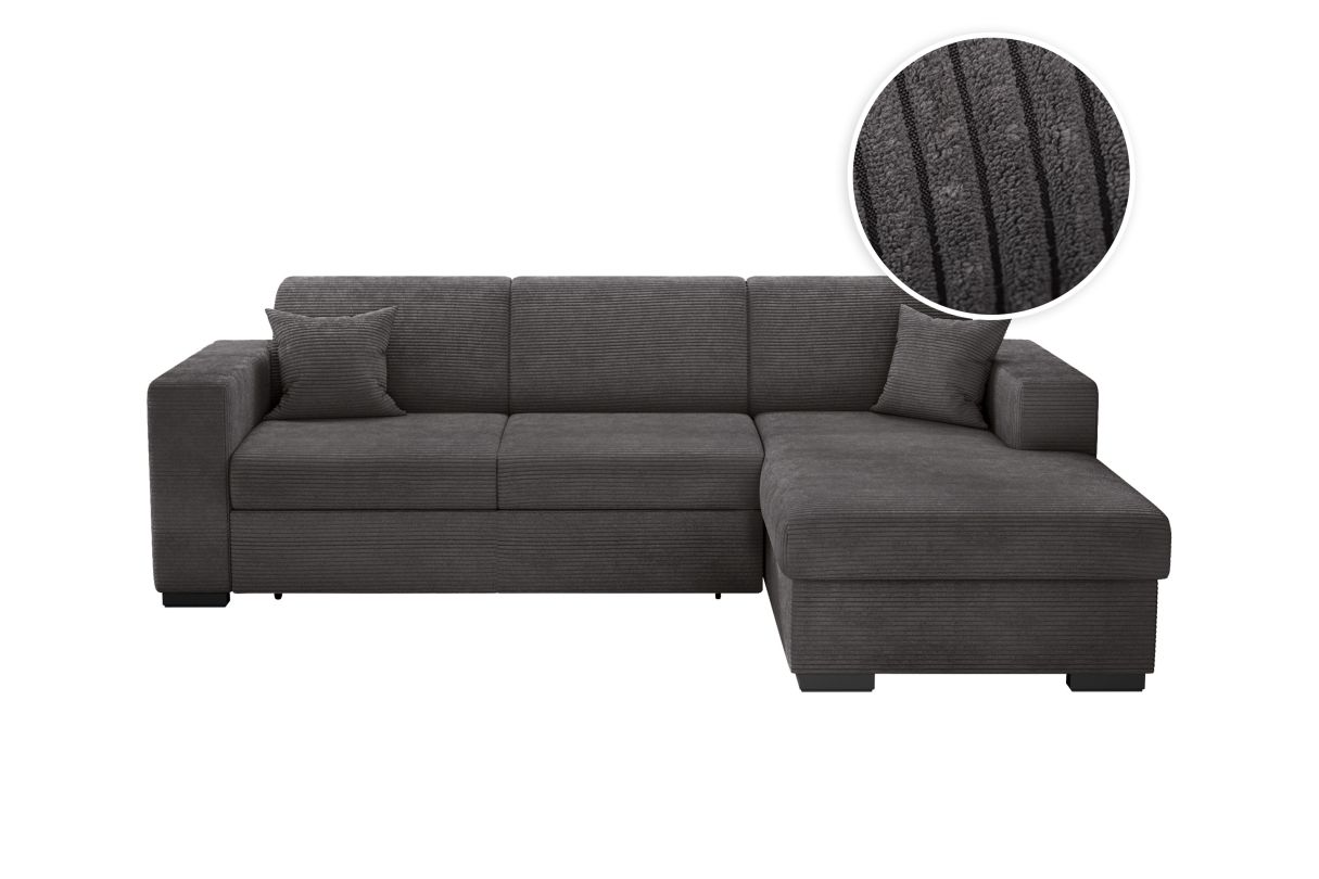 Canapé d'angle FUJI convertible avec coffre en velours côtelé Angle droit - vue 6