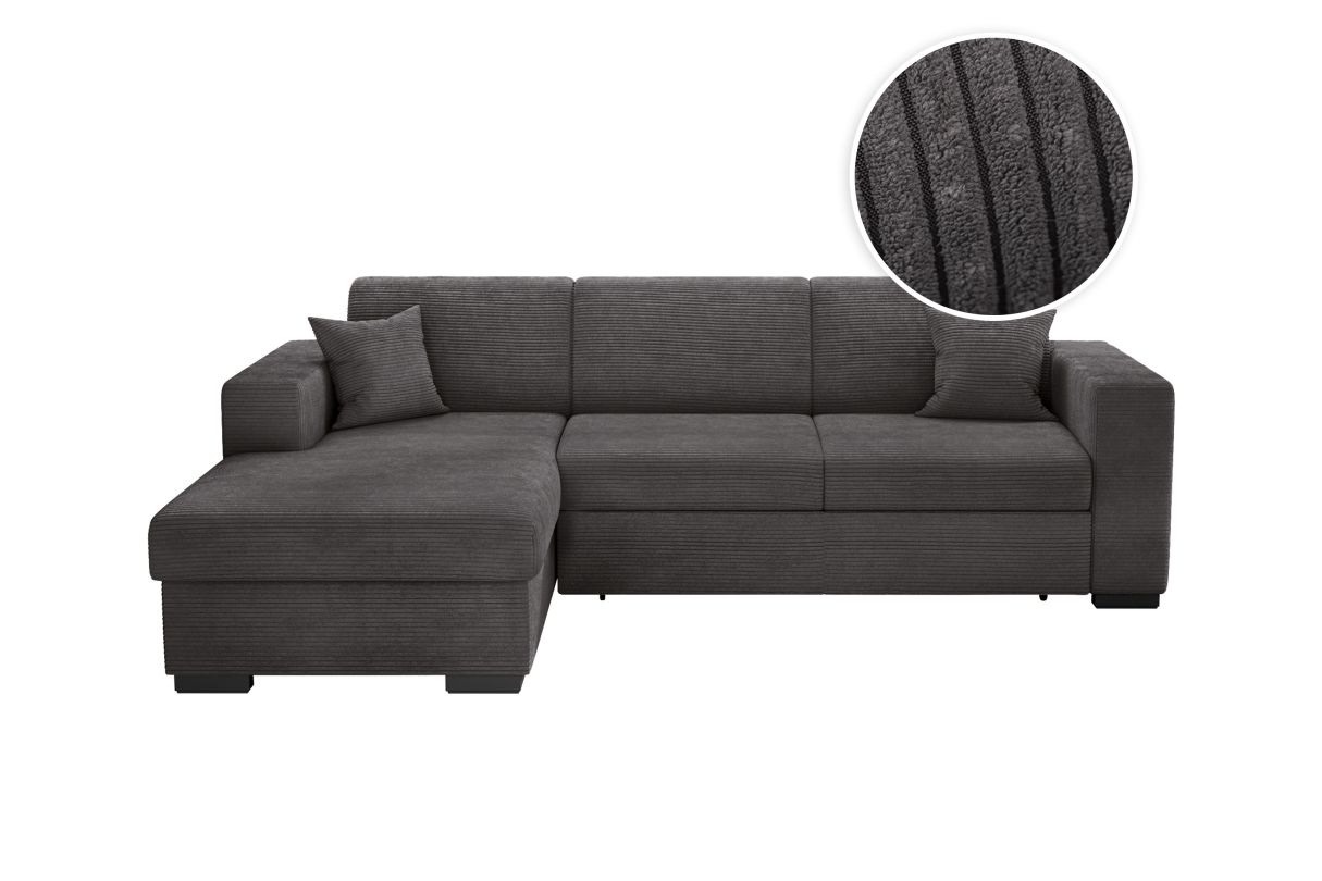 Canapé d'angle FUJI convertible avec coffre en velours côtelé Angle gauche - vue 2