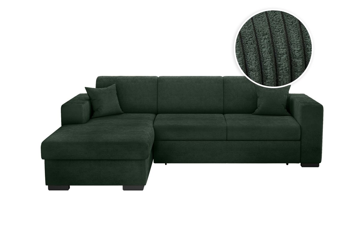 Canapé d'angle FUJI convertible avec coffre en velours côtelé Angle gauche - vue 6