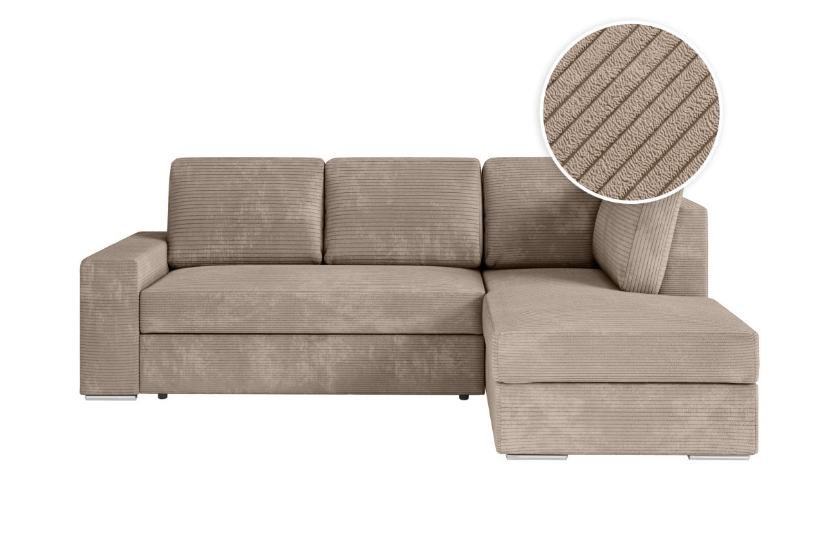 ADEN Canapé d'angle convertible avec coffre en velours côtelé Angle Droit