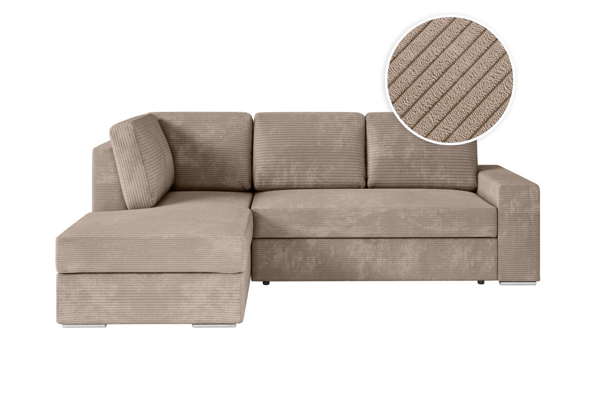 ADEN Canapé d'angle convertible avec coffre en velours côtelé Angle gauche - vue 3