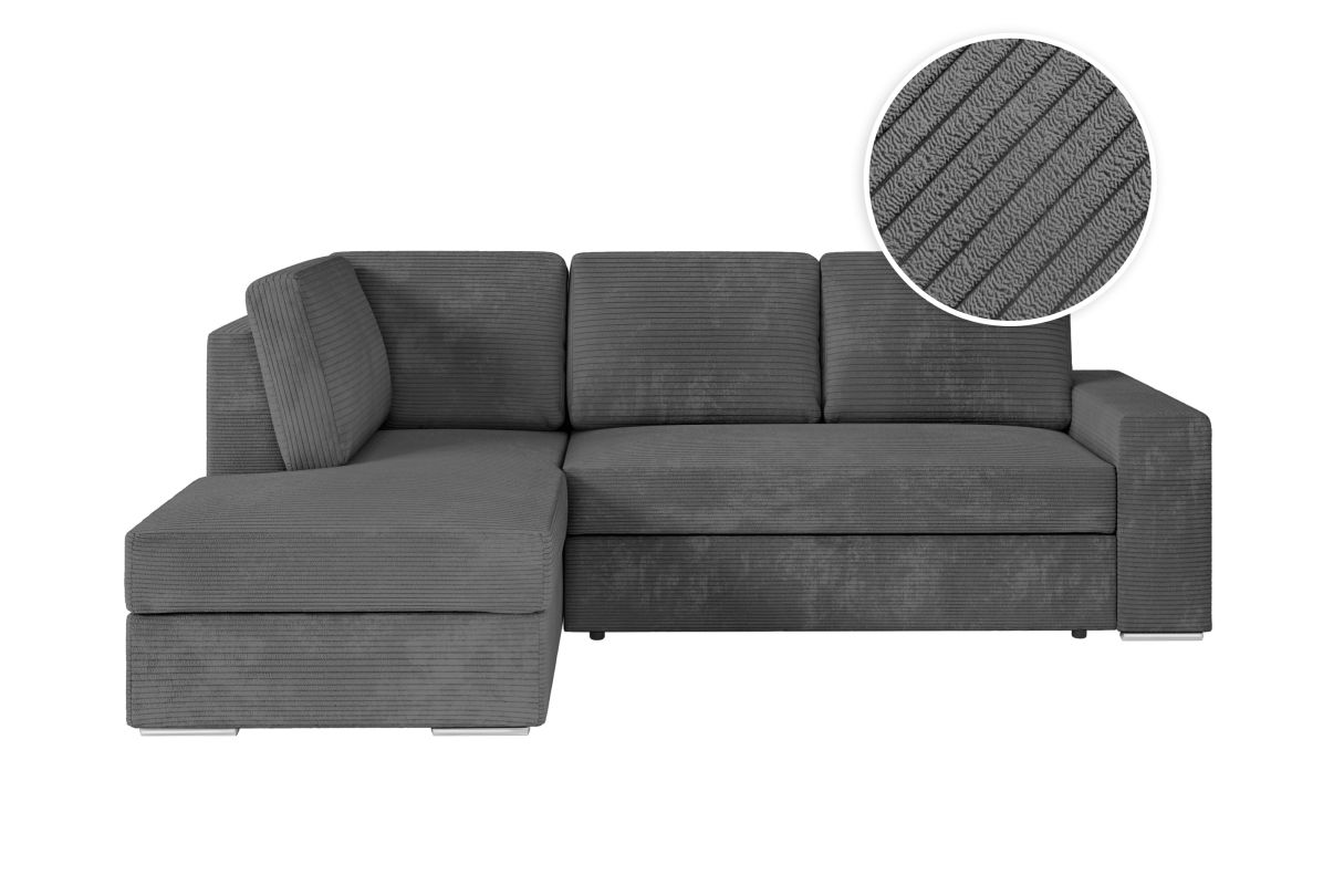 ADEN Canapé d'angle convertible avec coffre en velours côtelé Angle gauche - vue 4