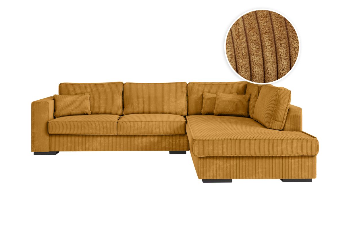 Canapé d'angle BELAMI 6 places en velours côtelé Angle droit
