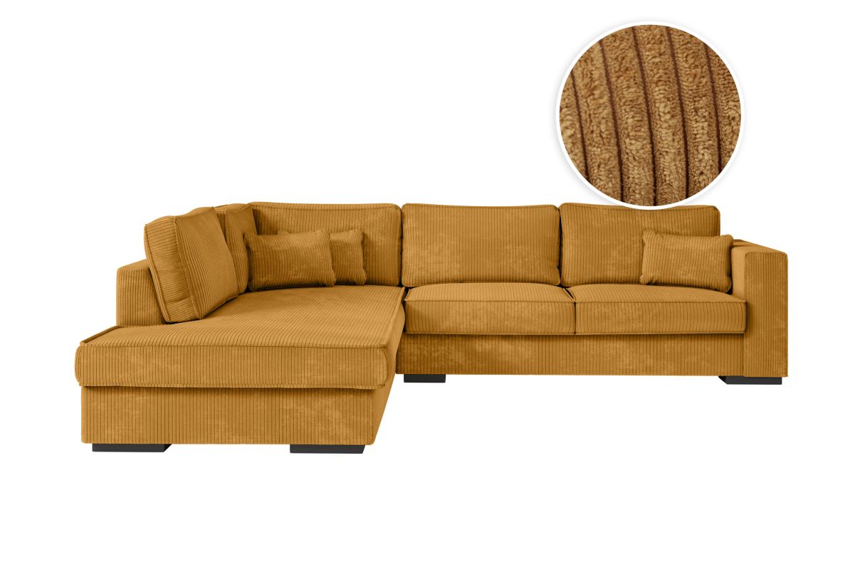 Canapé d'angle BELAMI 6 places en velours côtelé Angle gauche - vue 3