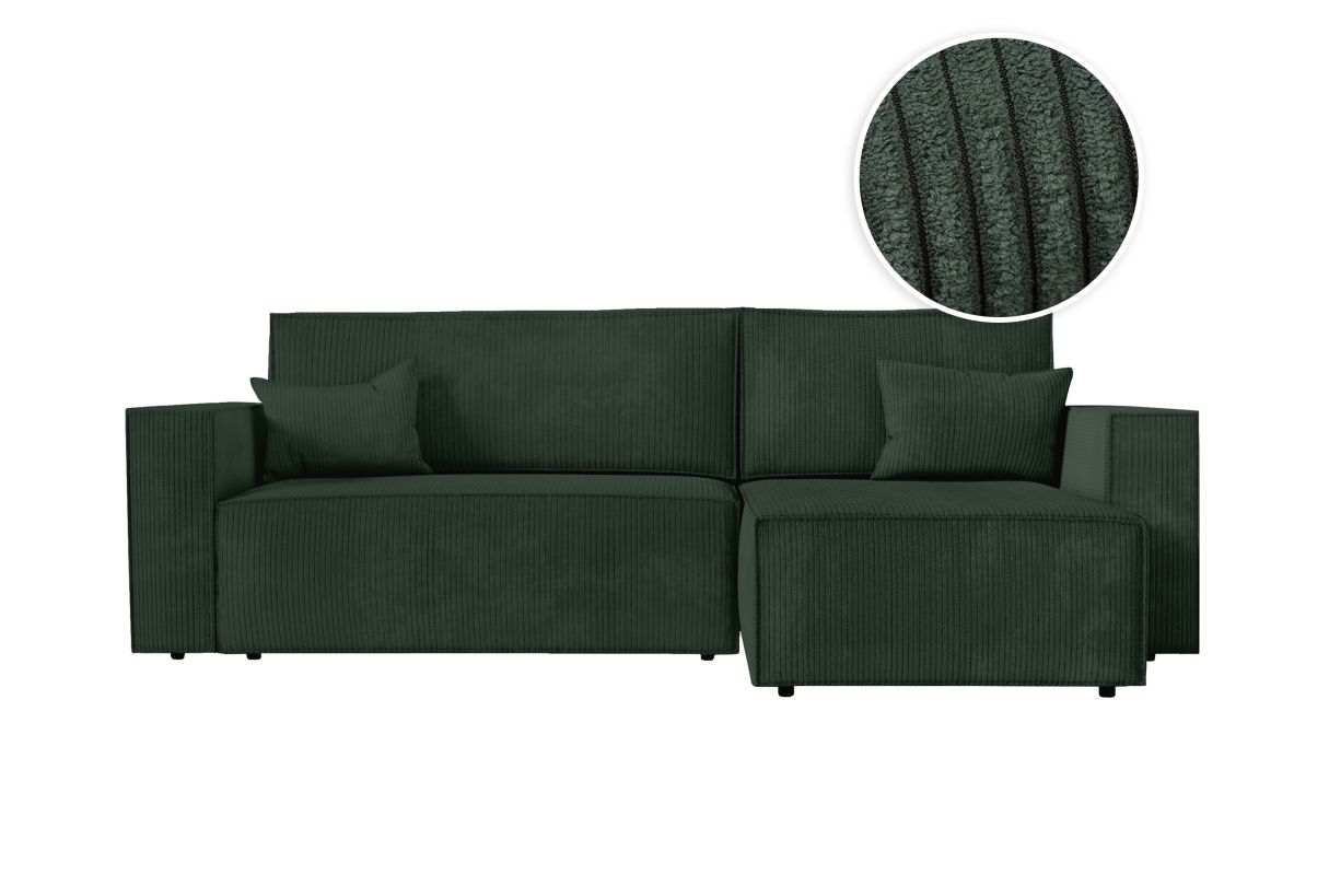 CLARISSE Canapé d'angle convertible réversible avec coffre en velours côtelé - vue 5