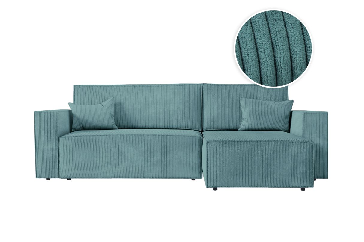 CLARISSE Canapé d'angle convertible réversible avec coffre en velours côtelé - vue 6