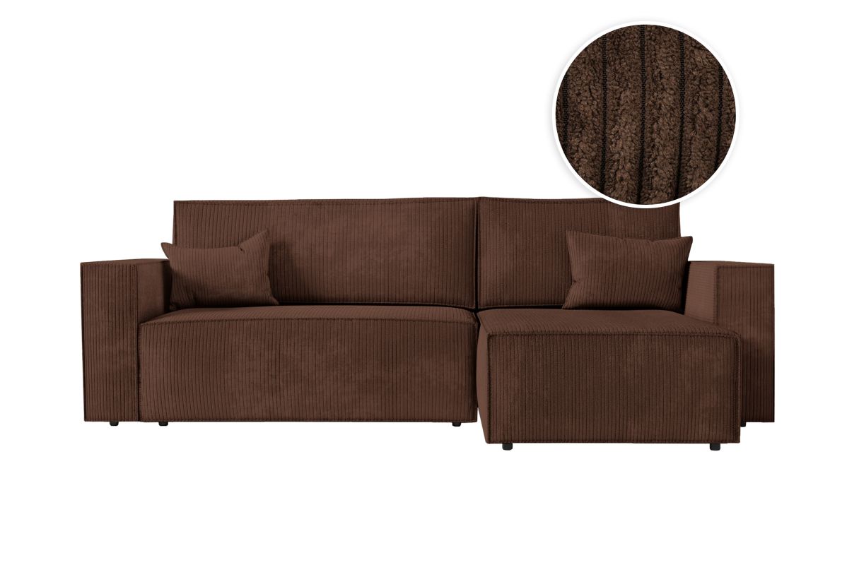 CLARISSE Canapé d'angle convertible réversible avec coffre en velours côtelé - vue 7