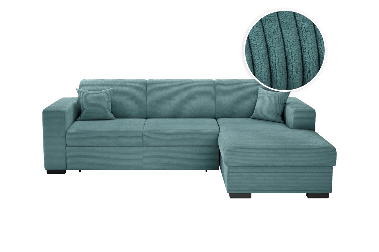 Canapé d'angle FUJI convertible avec coffre en velours côtelé Angle droit - vue 2