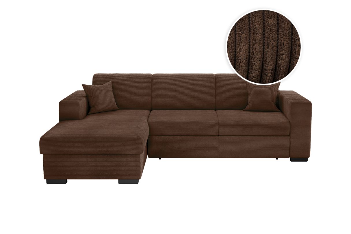 Canapé d'angle FUJI convertible avec coffre en velours côtelé Angle gauche - vue 7