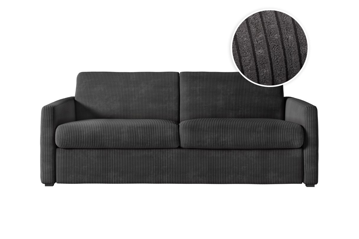 Canapé convertible express AGATHE 140x190cm en velours côtelé Matelas épaisseur 13cm