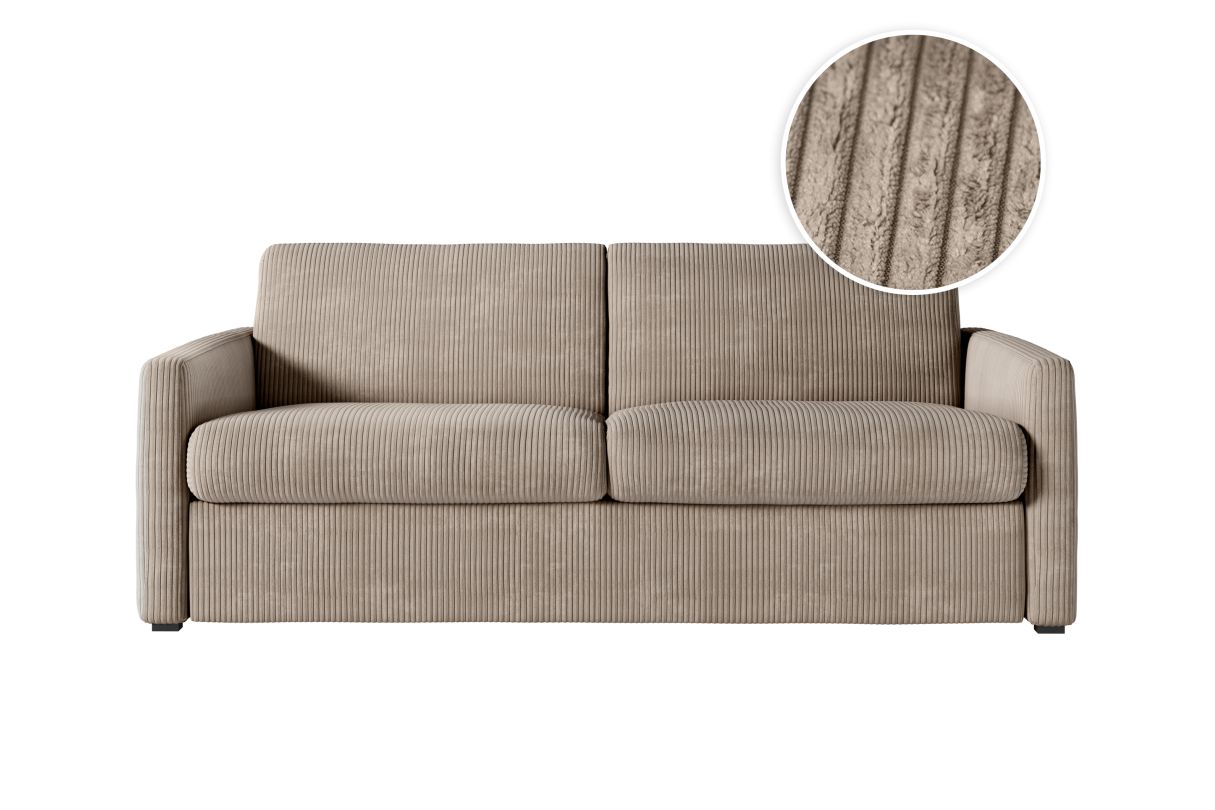 Canapé convertible express AGATHE 160x190cm en velours côtelé Matelas épaisseur 13cm - vue 2
