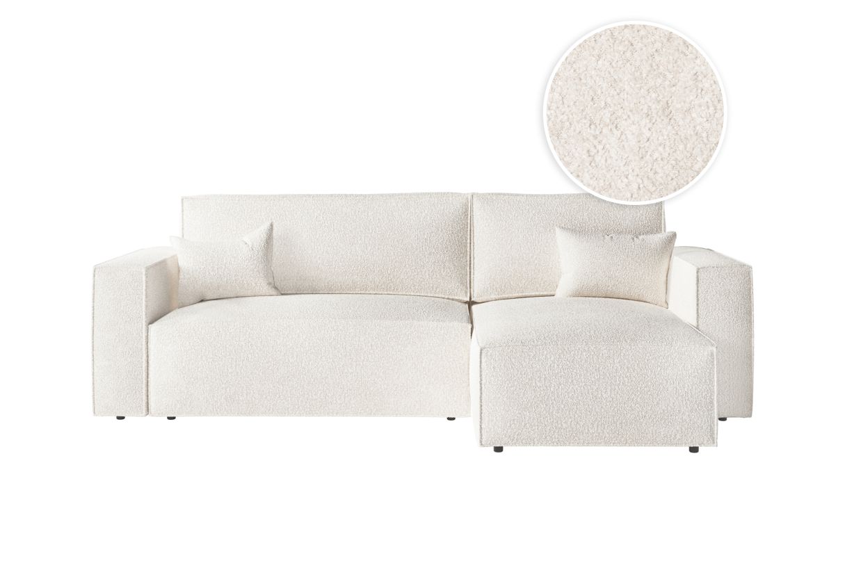 CLARISSE Canapé d'angle convertible réversible avec coffre en tissu bouclette - vue 2