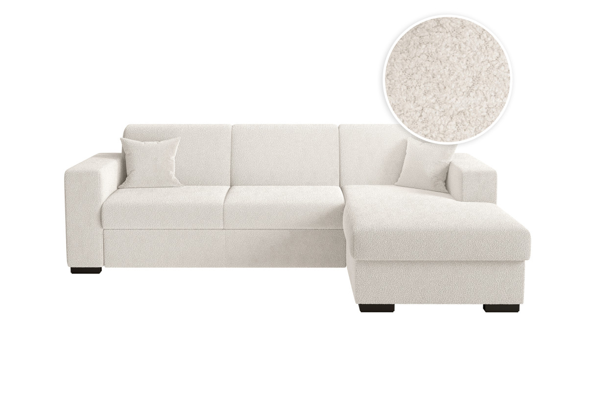 Canapé d'angle FUJI convertible avec coffre en tissu bouclette Angle droit