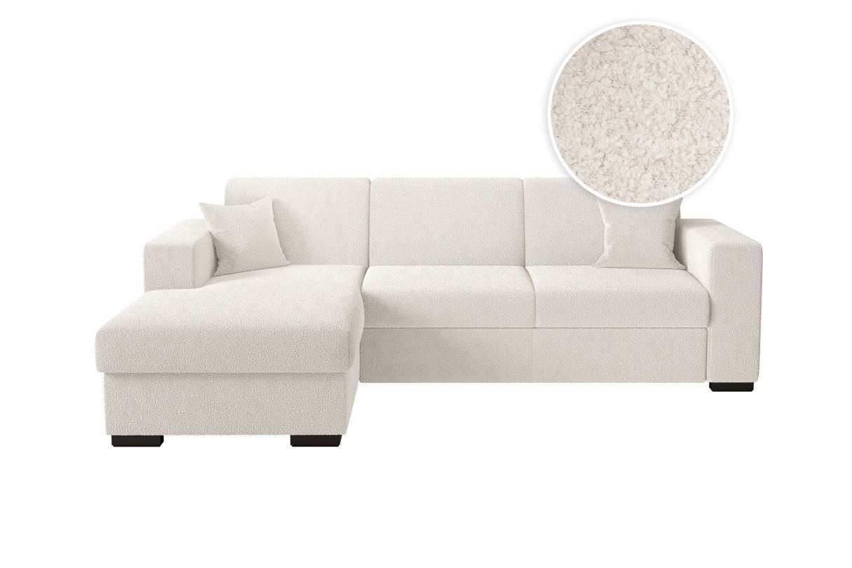 Canapé d'angle FUJI convertible avec coffre en tissu bouclette Angle gauche - vue 2