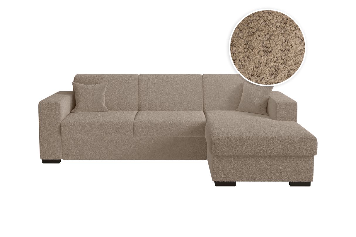 Canapé d'angle FUJI convertible avec coffre en tissu bouclette Angle droit - vue 3