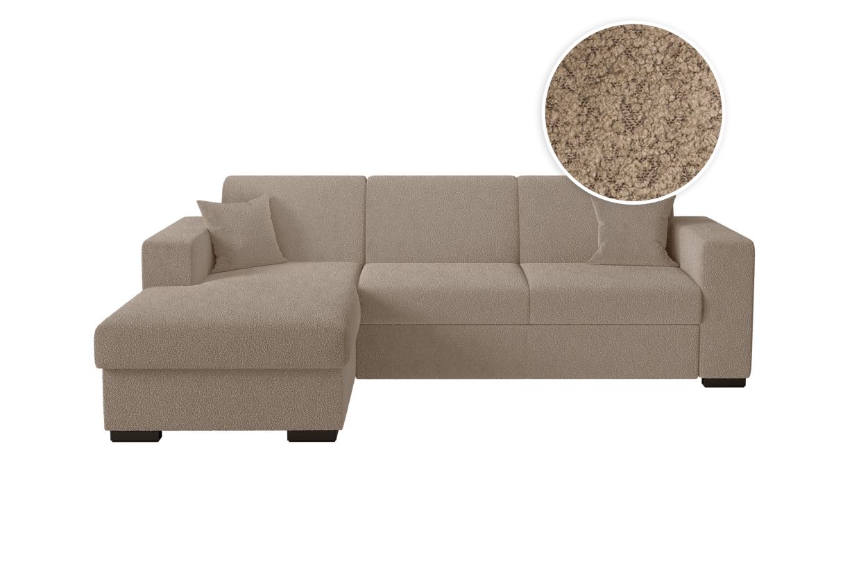 Canapé d'angle FUJI convertible avec coffre en tissu bouclette Angle gauche - vue 3