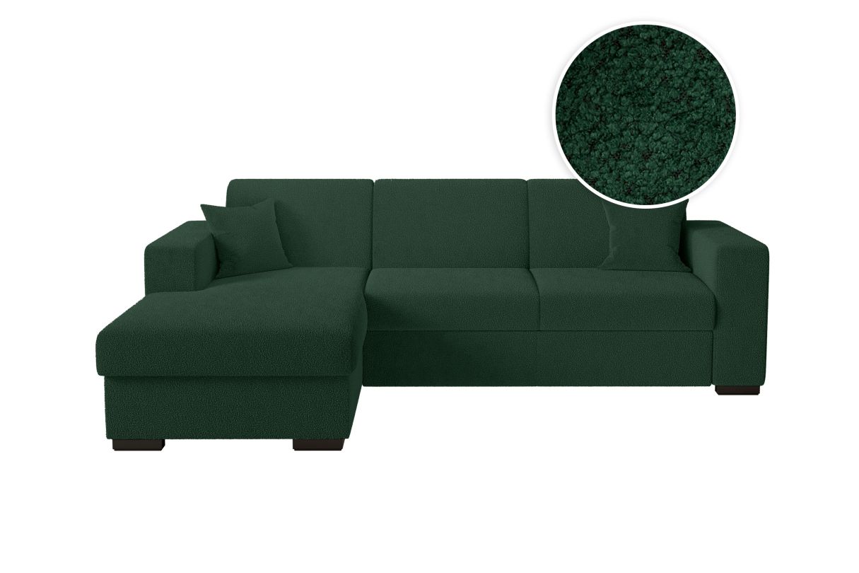 Canapé d'angle FUJI convertible avec coffre en tissu bouclette Angle gauche