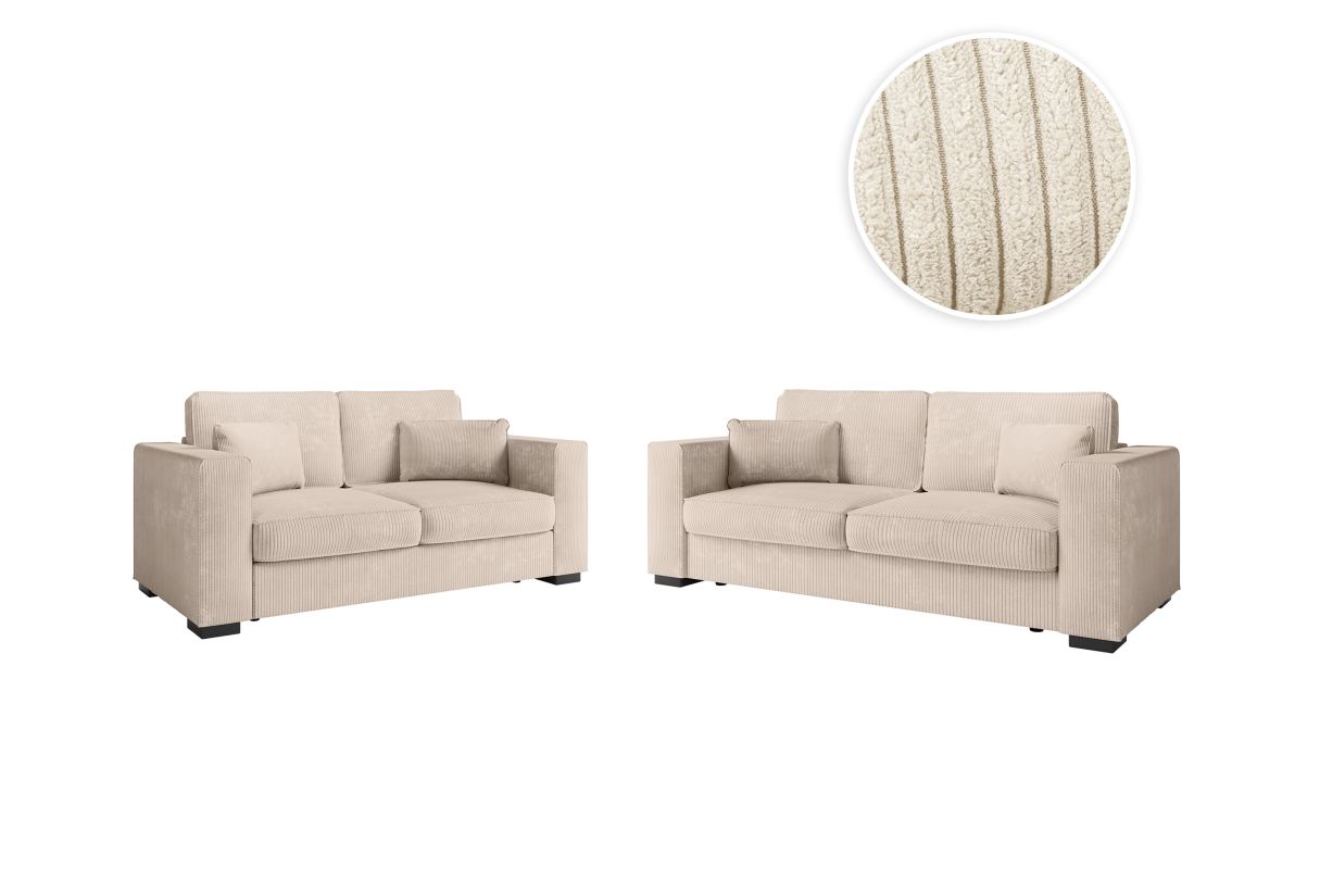 Ensemble canapés 2 places et 3 places BELAMI en velours côtelé
