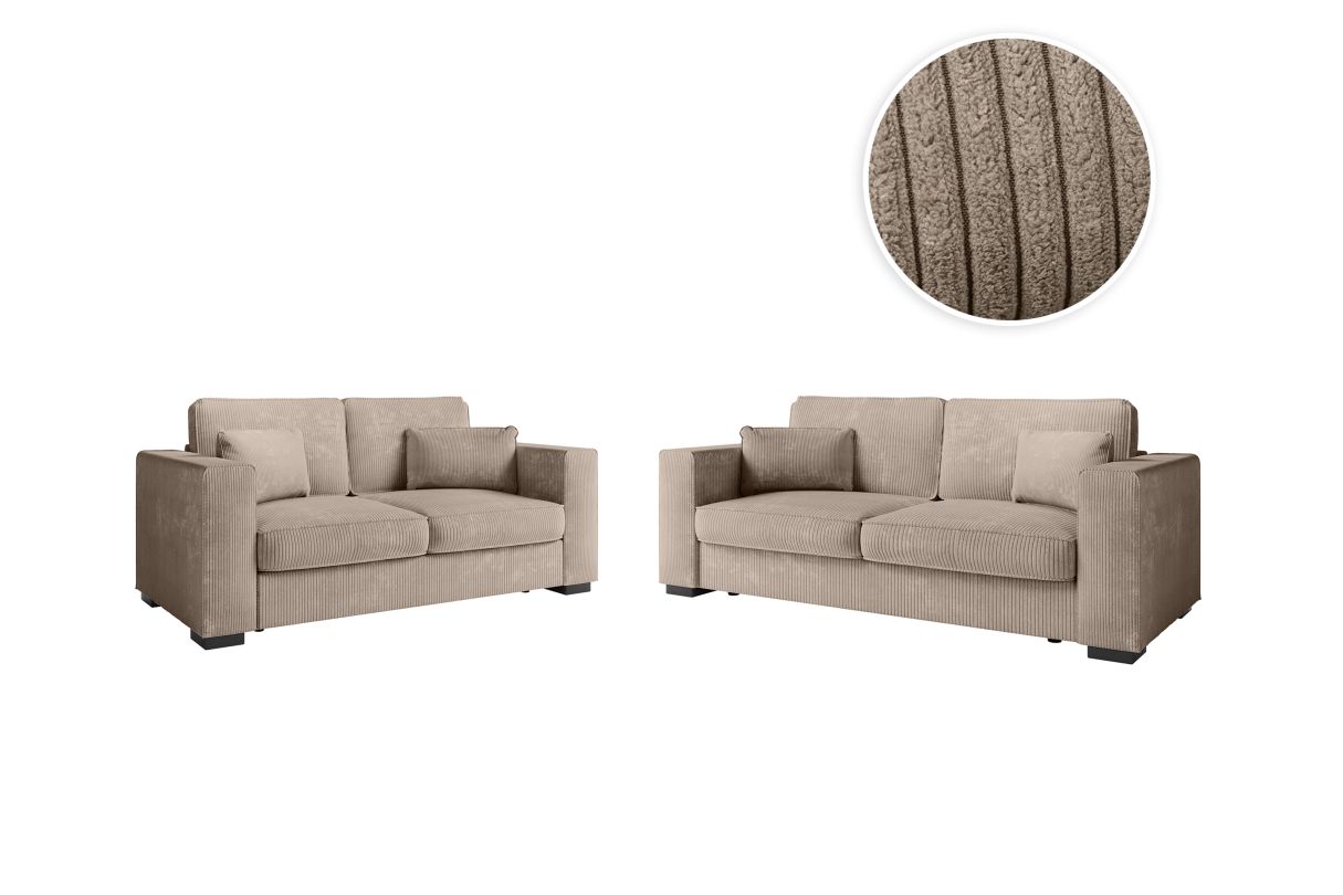 Ensemble canapés 2 places et 3 places BELAMI en velours côtelé - vue 2