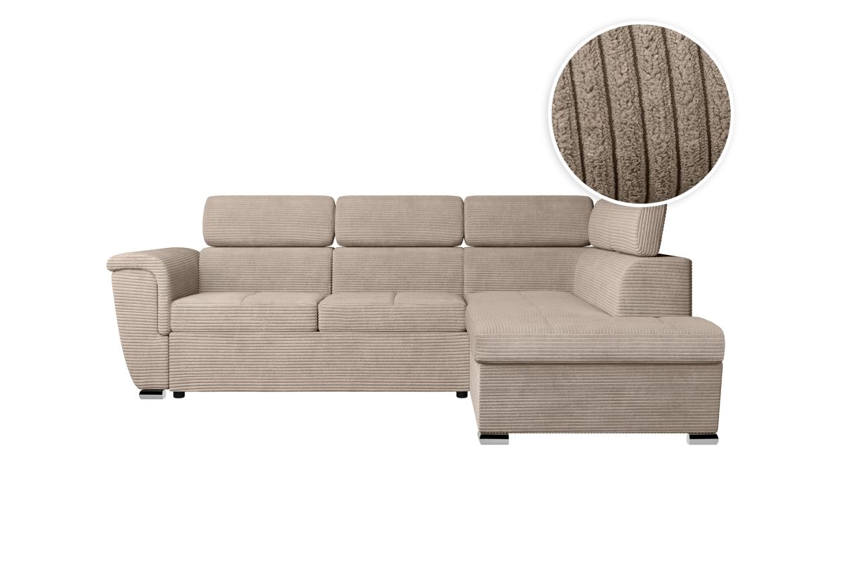 Canapé d'angle PAOLA convertible avec coffre en velours côtelé Angle droit - vue 2