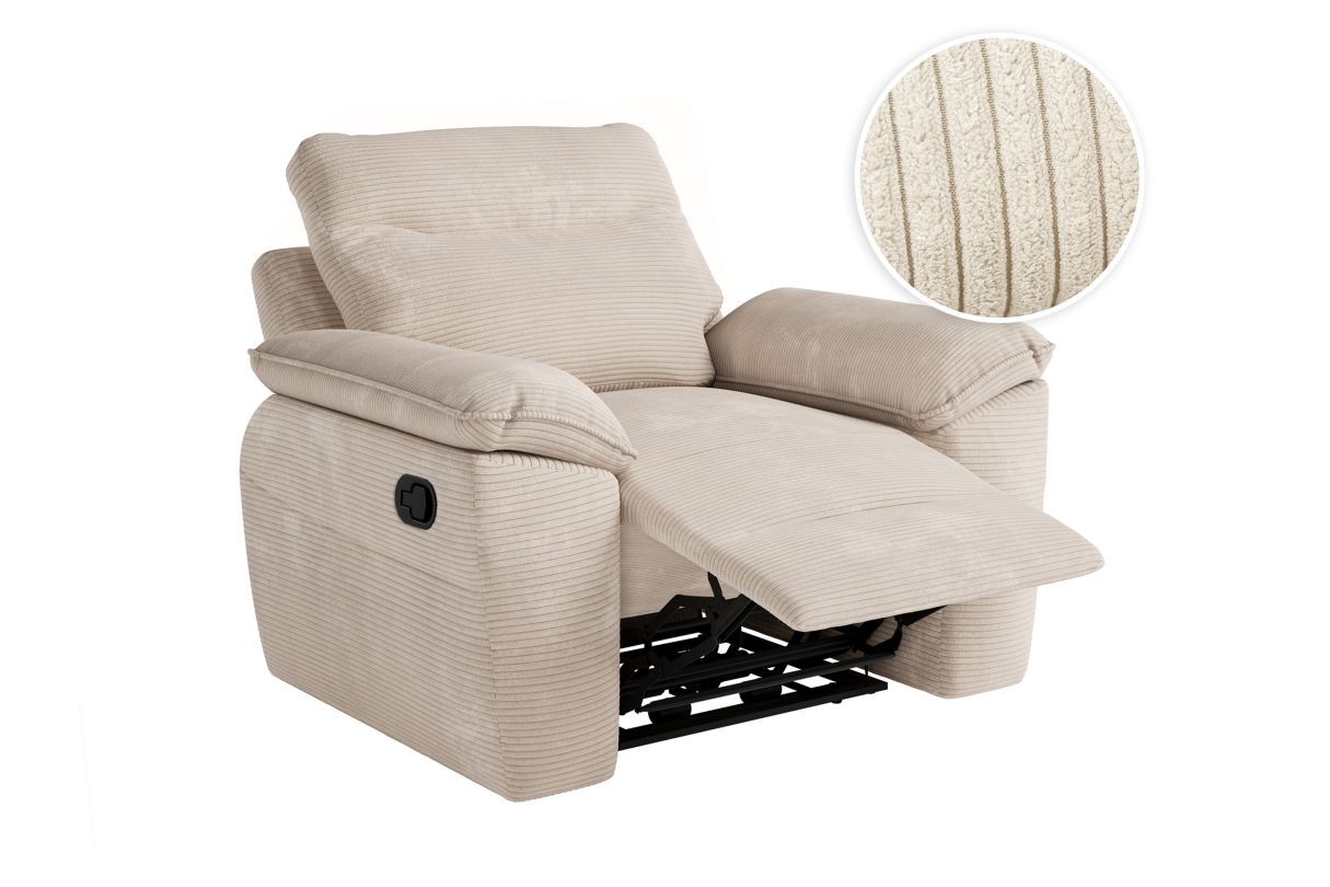 Fauteuil de relaxation manuel ROSS en velours côtelé - vue 2