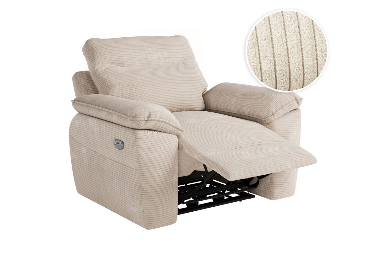 Fauteuil de relaxation électrique ROSS en velours côtelé