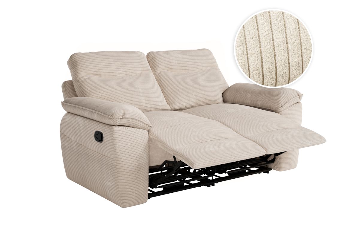 Canapé de relaxation manuel ROSS 2 places en velours côtelé