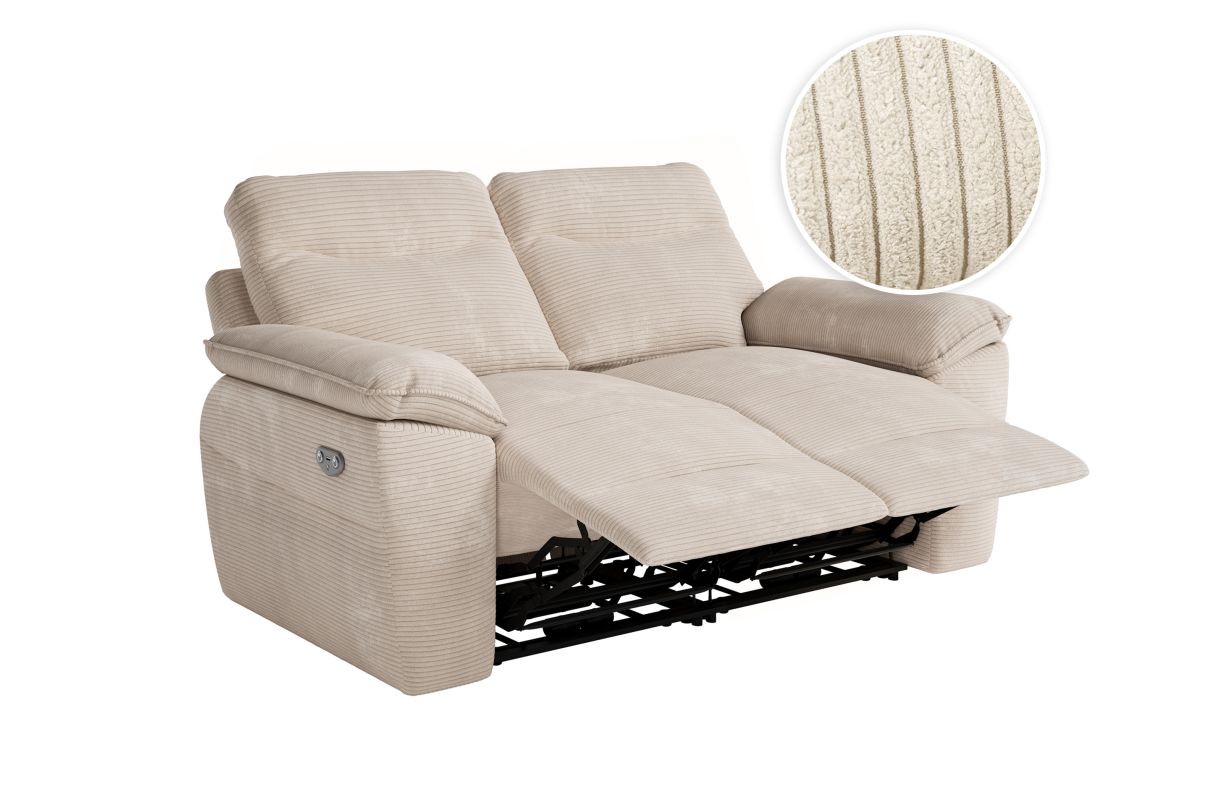 Canapé de relaxation électrique ROSS 2 places en velours côtelé