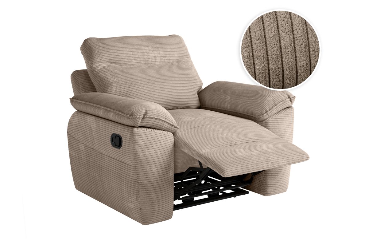 Fauteuil de relaxation manuel ROSS en velours côtelé - vue 3