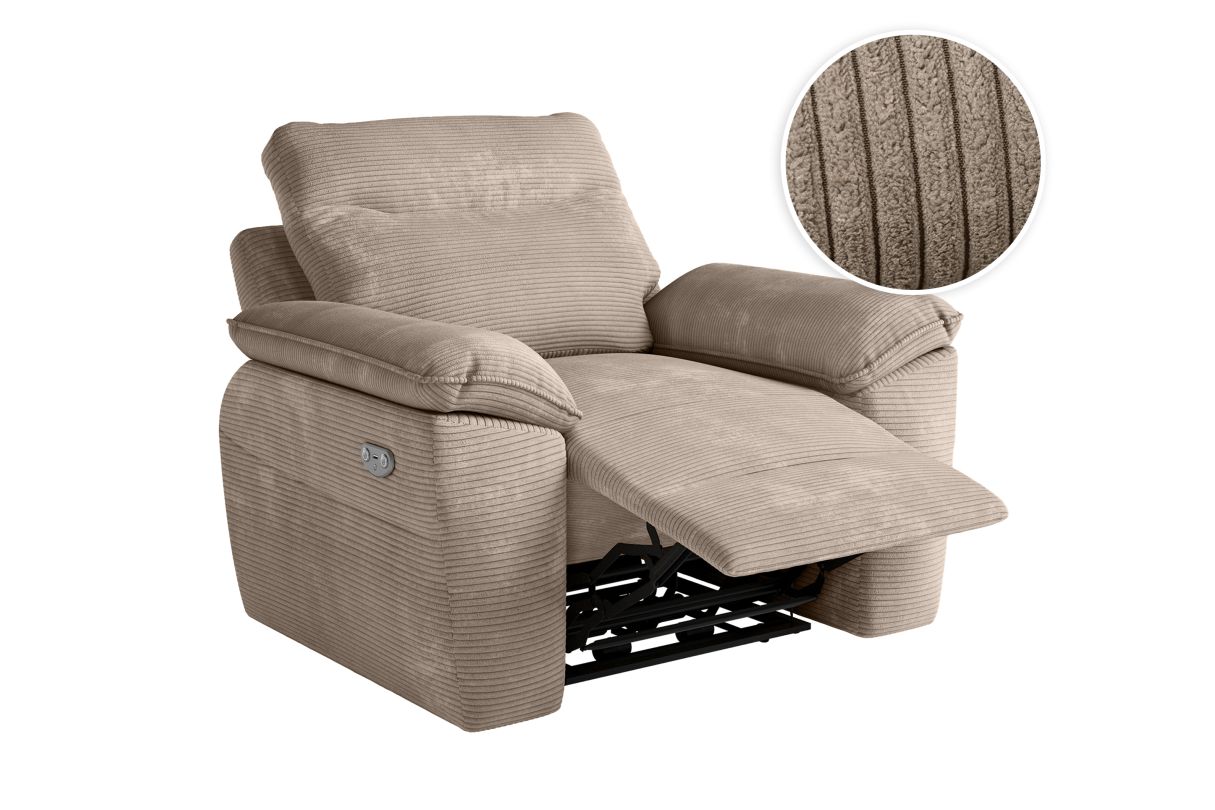 Fauteuil de relaxation électrique ROSS en velours côtelé - vue 2