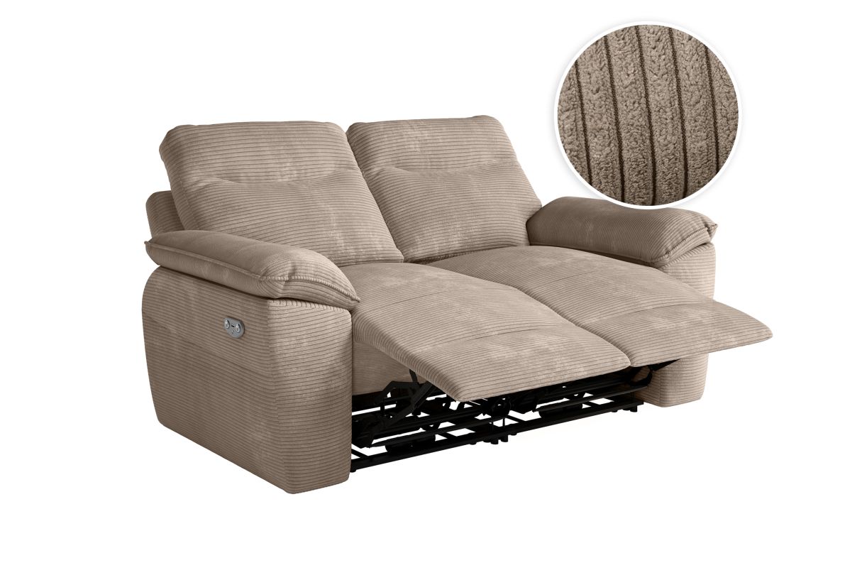 Canapé de relaxation électrique ROSS 2 places en velours côtelé - vue 3