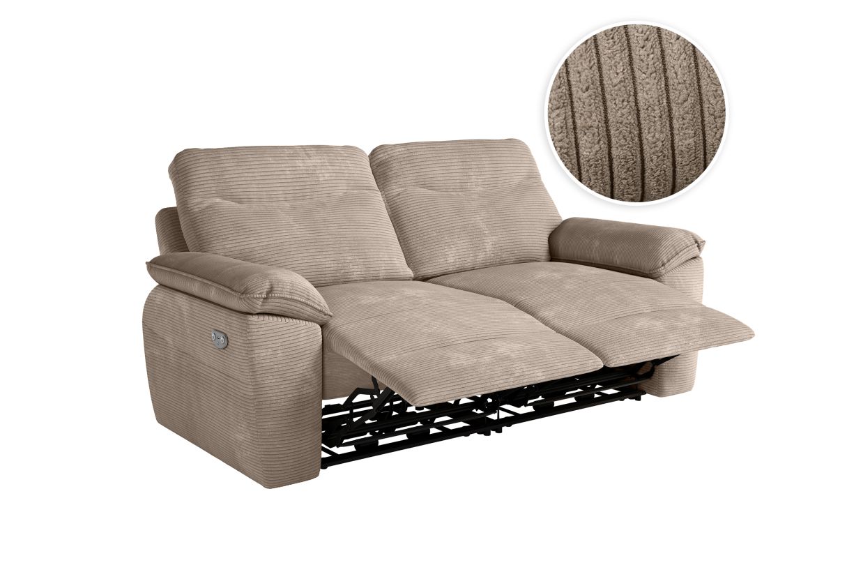 Canapé de relaxation électrique ROSS 3 places en velours côtelé - vue 2