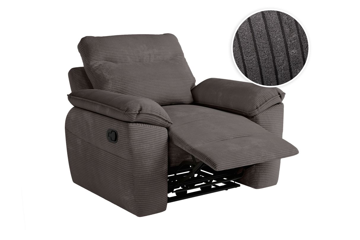 Fauteuil de relaxation manuel ROSS en velours côtelé - vue 4