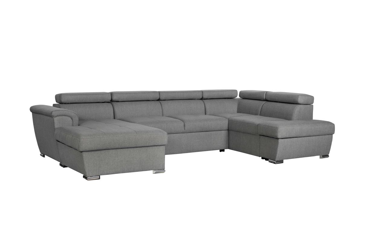 Canapé panoramique convertible avec 2 coffres PAOLA en tissu - vue 2