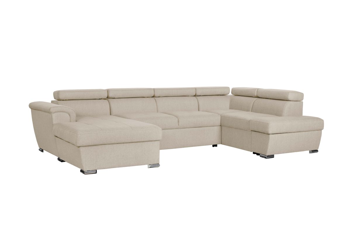 Canapé panoramique convertible avec 2 coffres PAOLA en tissu - vue 4