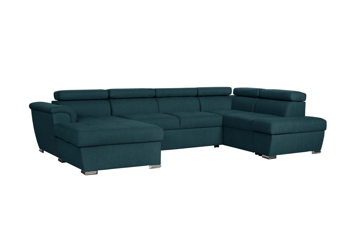 Canapé panoramique convertible avec 2 coffres PAOLA en tissu - vue 3