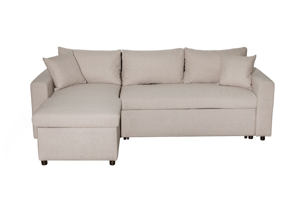 Canapé d'angle 4 places Convertible et Réversible MARIA avec Coffre en tissu