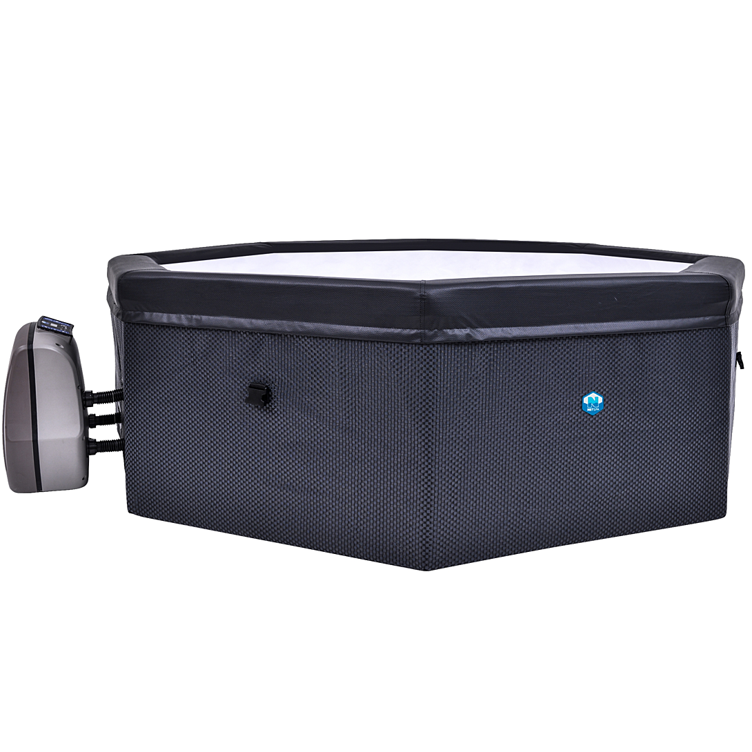 N NETSPA Spa New Octopus Semi Rigide Octogonal 4+2 Places SP OCT165B – Portable Compacte en PVC avec Chauffage Pompe de Filtration de ’Eau et Couverture Isotherme – Volume 193x73cm