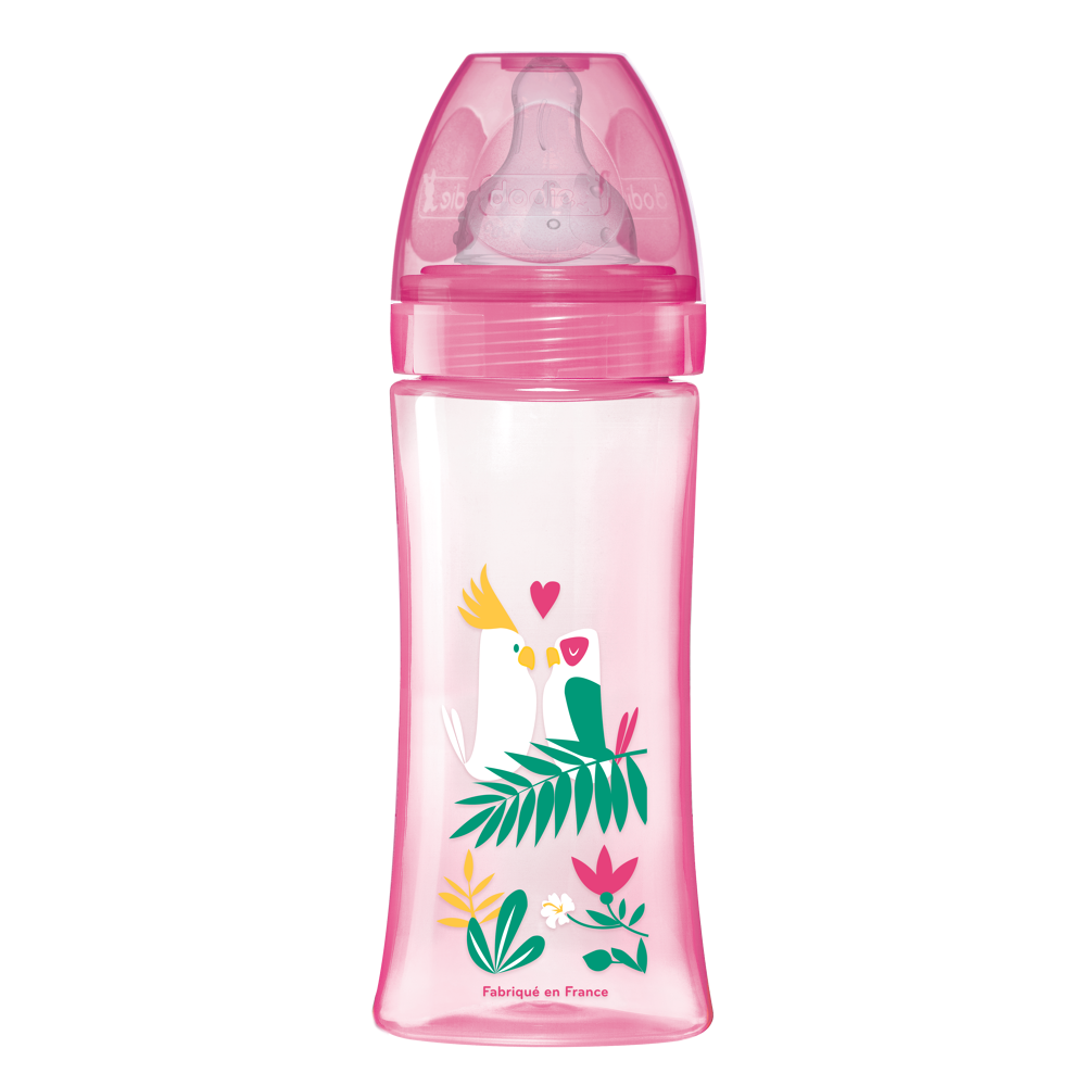 Biberon Initiation+ Anti-Colique 330ml ROSE DANSEUSE +6 mois tétine ronde 3 vitesses débit 3