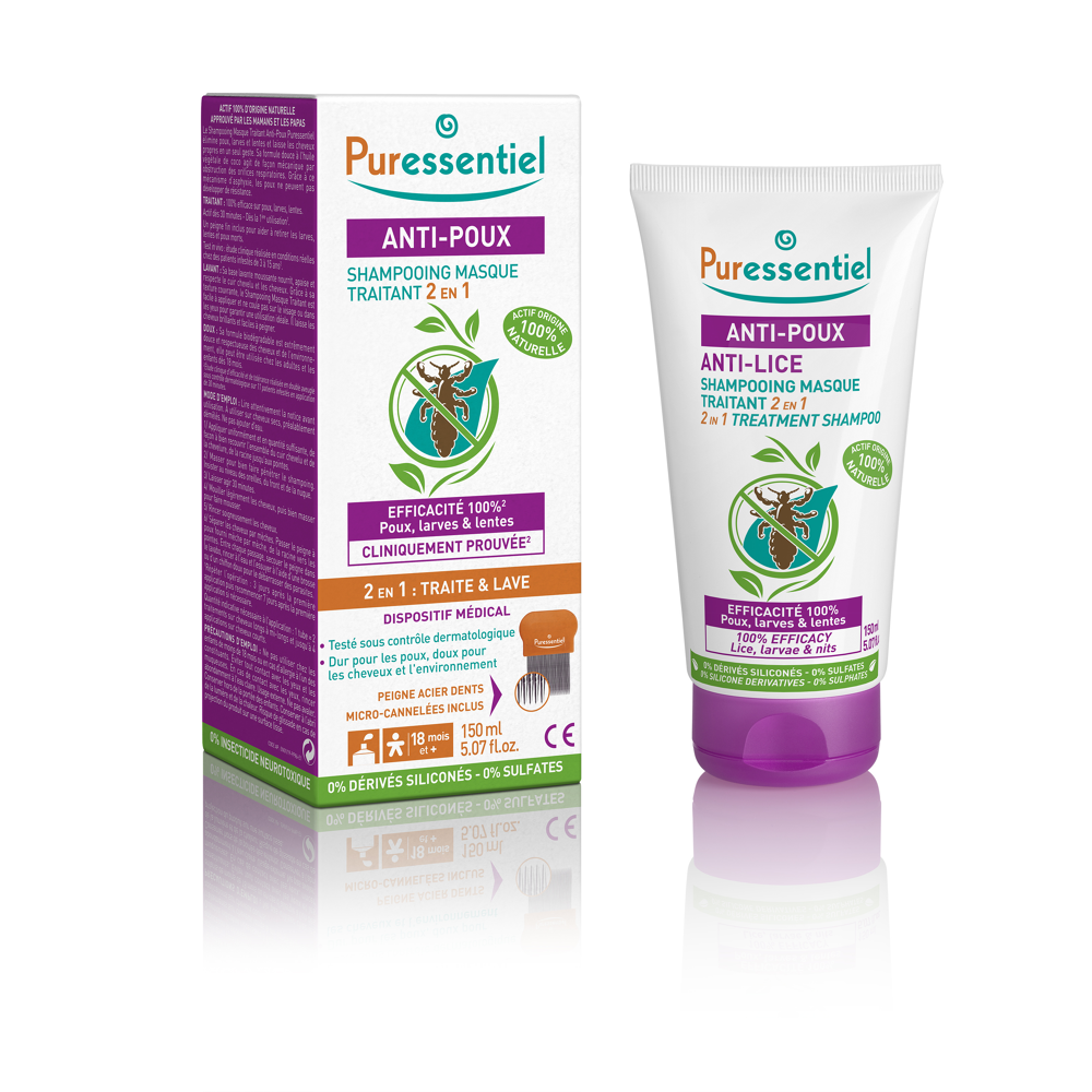 Shampooing masque traitant 2 en 1 avec peigne - 150ml