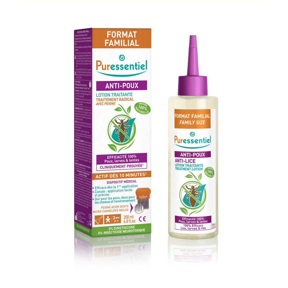 Lotion traitante anti-poux avec peigne- format familial - 200 ml
